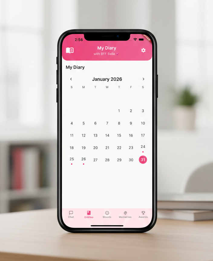 BFF Bella calendar-based diary history view